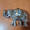 Elefante indiano de metal prateado mosaico de pedras naturais 12cm