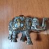 Elefante indiano de metal prateado mosaico de pedras naturais 12cm