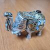 Elefante indiano de metal prateado mosaico de pedras naturais 12cm