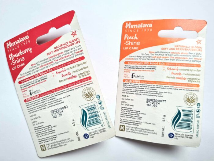 Duo de Lip Care da Himalaya Herbals Morango e Pêssego