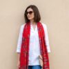 ecahrpe vermelha indiana floral dupla face Echarpe indiana algodão com viscose dupla face vermelho