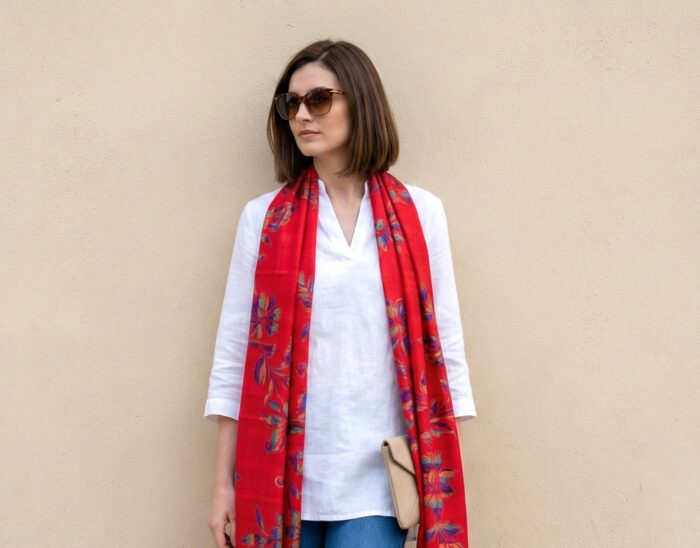 ecahrpe vermelha indiana floral dupla face Echarpe indiana algodão com viscose dupla face vermelho