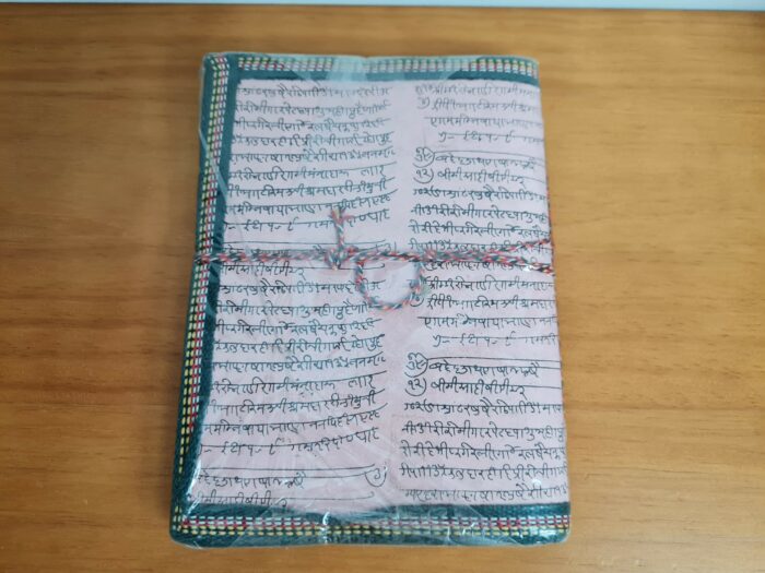 Caderno artesanal indiano estampa de elefante 20x15cm rosa claro