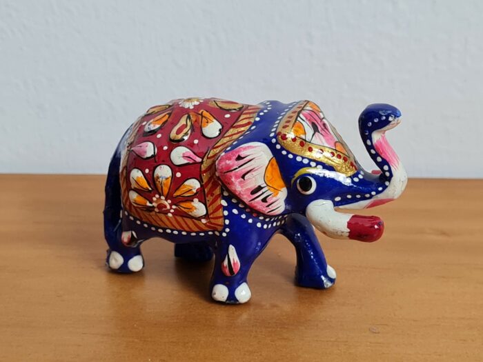 Kit 6 mini elefantes em metal técnica cloisonné para presentear