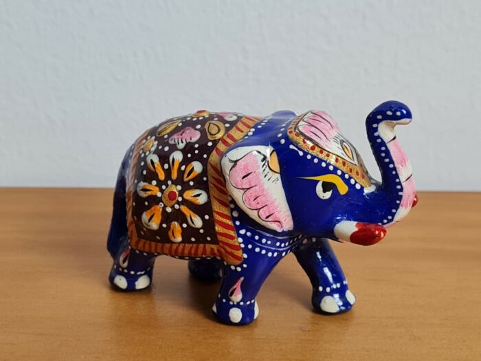Kit 6 mini elefantes em metal técnica cloisonné para presentear