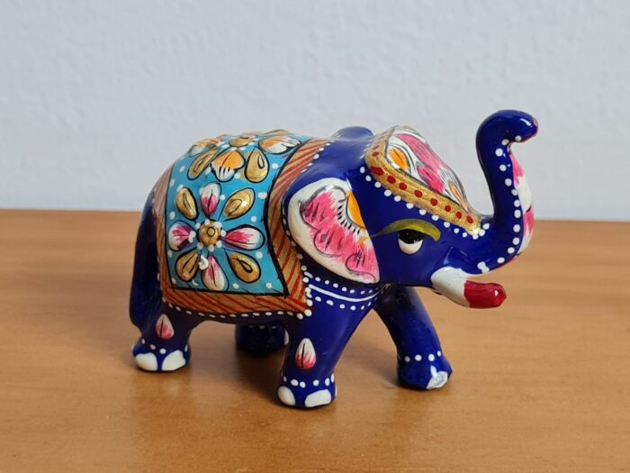Kit 6 mini elefantes em metal técnica cloisonné para presentear