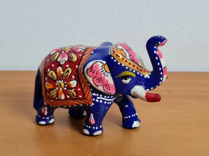 Kit 6 mini elefantes em metal técnica cloisonné para presentear