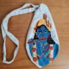 Bolsinha de japamala (bead bag) com estampa de Krishna bordada