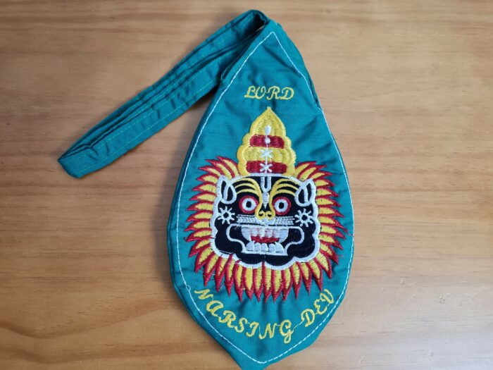 Japamala Bead Bag estampa bordada de Narasimha cor verde