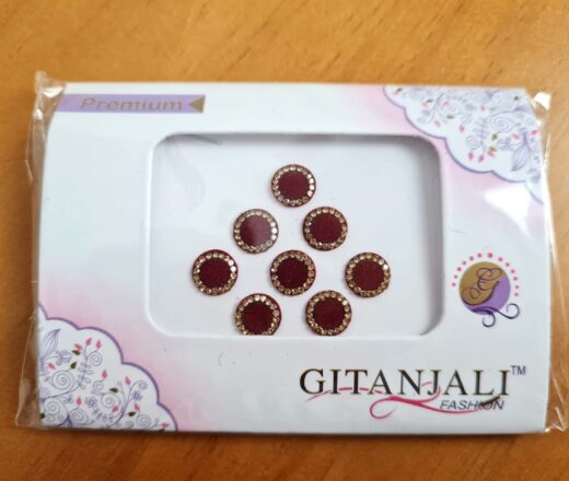 Bindi indiano da marca Gitanjali bolinhas vermelhas 8 unidades adesivas