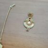 Conjunto de semi joia clássica indiana dourado brincos e tikka