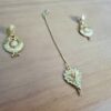 Conjunto de semi joia clássica indiana dourado brincos e tikka