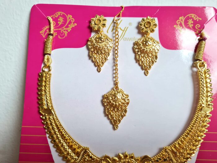 Conjunto completo de semi joia clássica indiana dourado