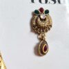Conjunto de semi joia clássica indiana dourado com pedras colar e brincos