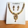 Conjunto de semi joia clássica indiana dourado com pedras colar e brincos
