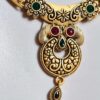 Conjunto de semi joia clássica indiana dourado com pedras colar e brincos