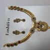Conjunto de semi joia clássica indiana dourado com pedras colar e brincos
