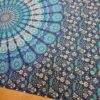 Panô indiano de algodão estampa de mandala marinho e turquesa 2,10m