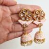 Brinco indiano Jhumka rosa com guizos