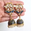 Jhumkha (brinco de sino) para festas dourado e azul