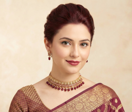 Conjunto de semi joia clássica indiana Devi Ruby Choker