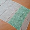 Pashimina indiana de cashmere lisa com faixas estampadas bege e verde