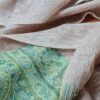 Pashimina indiana de cashmere lisa com faixas estampadas bege e verde