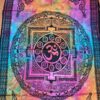 Painel de tecido Yantra com Om central colorido 110cm