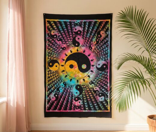 Painel de tecido Yin Yang colorido 110cm