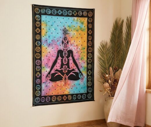 Painel de tecido 7 Chakras Human colorido 110cm