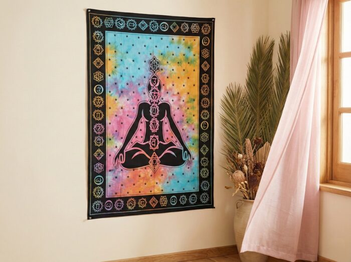 Painel de tecido 7 Chakras Human colorido 110cm