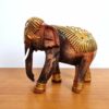 Elefante indiano grande de madeira com pintura à mão 17cm