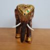 Elefante indiano grande de madeira com pintura à mão 17cm