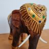 Elefante indiano grande de madeira com pintura à mão 17cm