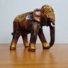 Elefante indiano grande de madeira com pintura à mão 17cm
