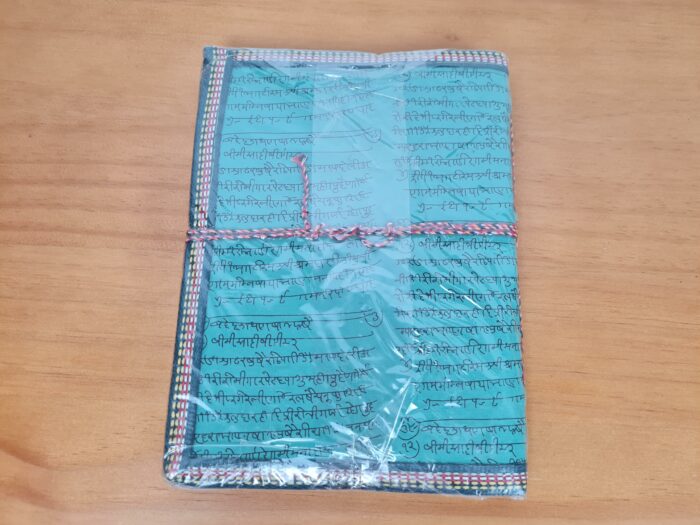 Caderno artesanal indiano estampa de Ganesha 20x15cm verde
