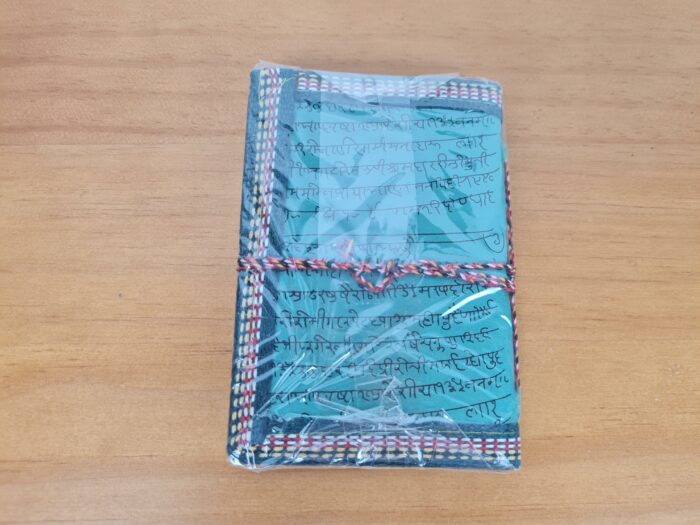 Caderno artesanal indiano estampa de Ganesha 13x8cm verde