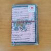 Caderno indiano artesanal estampa de elefante rosa claro 15x10cm