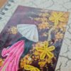 Caderno artesanal estampa vietnamita com apliques na capa 15x10