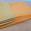Sari indiano algodão com viscose liso laranja com barra de Jacquard dourado