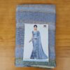 Sari indiano viscose com estampa arabescos cinza azulado com fita de jacquard