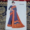 Sari indiano viscose com estampa de arabescos vermelho e marinho