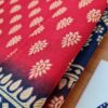 Sari indiano viscose com estampa de arabescos vermelho e marinho