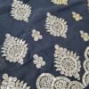 Sari indiano de crepe de seda preto e dourado bordado
