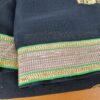 Sari indiano de crepe de seda preto e dourado bordado