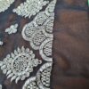 Sari indiano de crepe de seda preto e dourado bordado