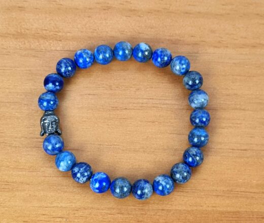 Pulseira indiana pedras naturais lápis lazuli e berloque de Buda
