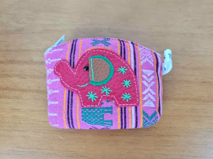 Bolsinha moedeira estampa de elefante rosa