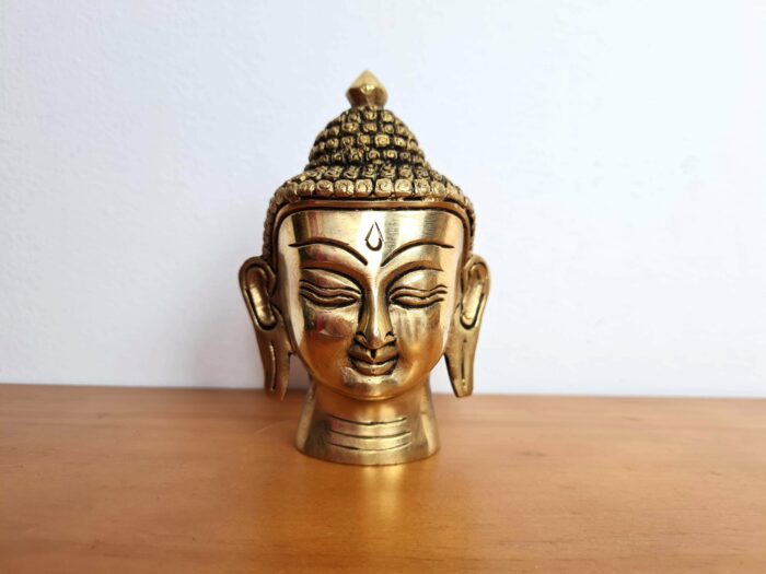 Estátua Cabeça de Buda indiano de metal brass 11cm