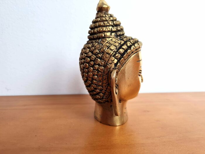 Estátua Cabeça de Buda indiano de metal brass 11cm